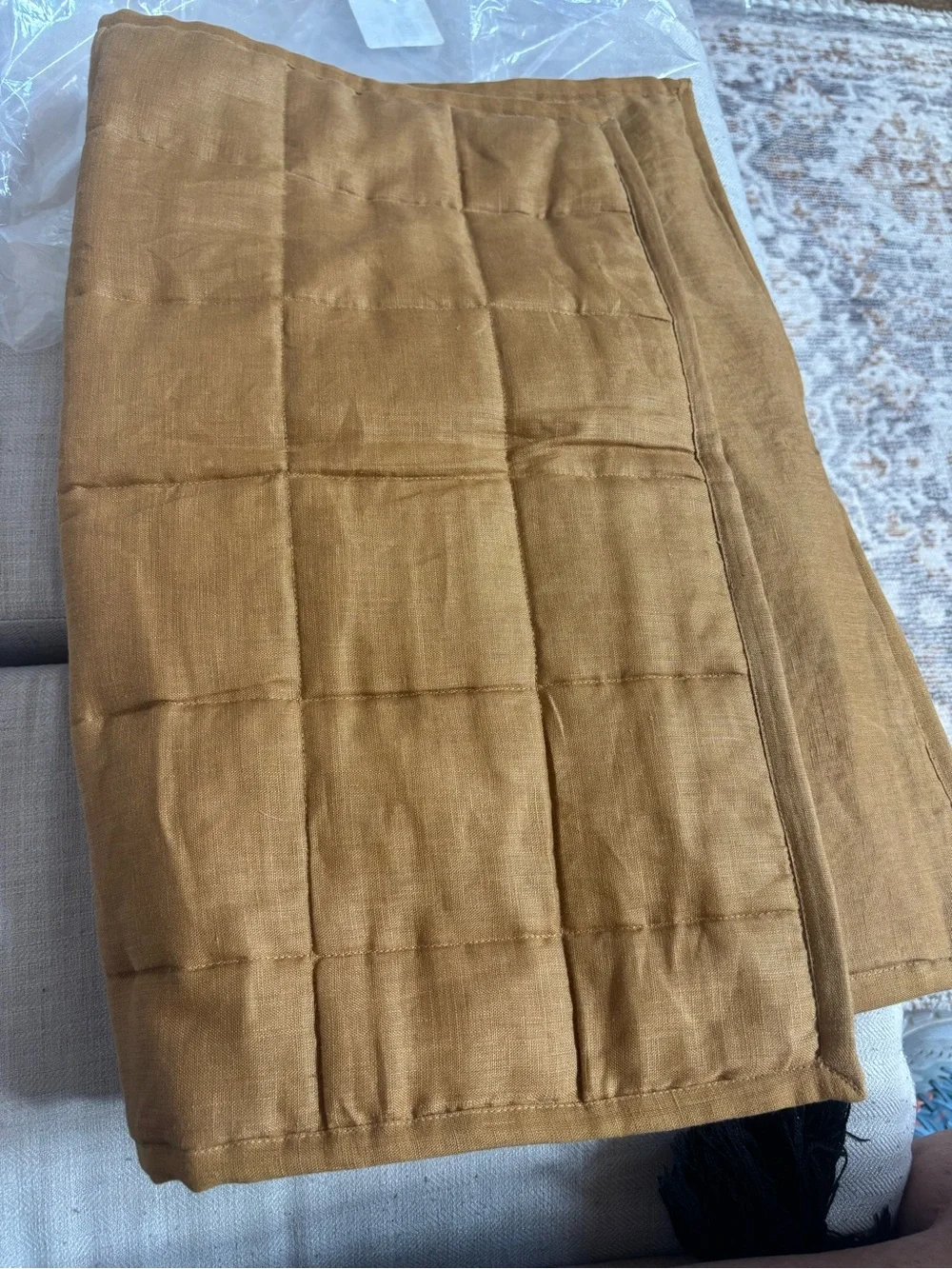 Quince European Linen Box Quilted Sham Set Standard Warm Brown